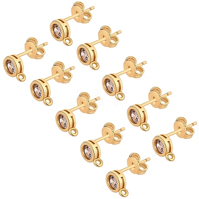 5 Pairs Rack Plating Brass Micro Pave Cubic Zirconia Stud Earring Findings KK-SZ0005-96-1