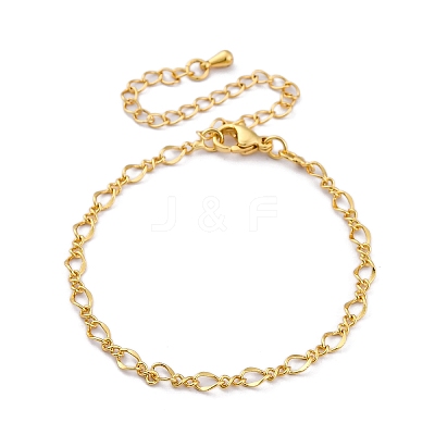 Rack Plating Brass Curb Chain Bracelets for Women BJEW-G735-16G-1
