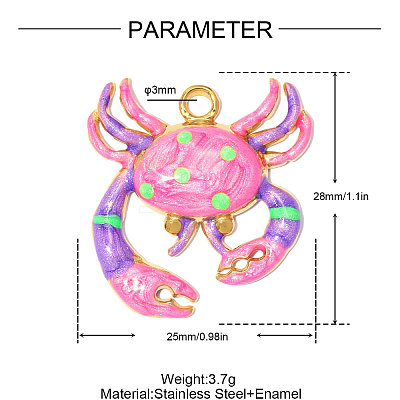 304 Stainless Steel with Enamel Pendants SA-OY003-39G-1