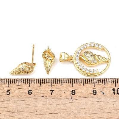 Brass Micro Pave Cubic Zirconia Pendant & Stud Earrings Sets for Women SJEW-F227-01C-G-1