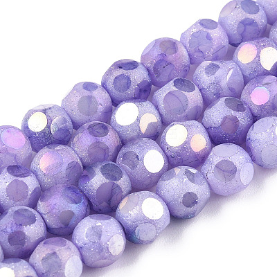 Opaque Frosted Glass Beads Strands EGLA-N006-076D-1
