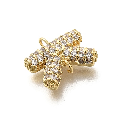 Brass Micro Pave Cubic Zirconia Letter Links KK-I717-04K-1