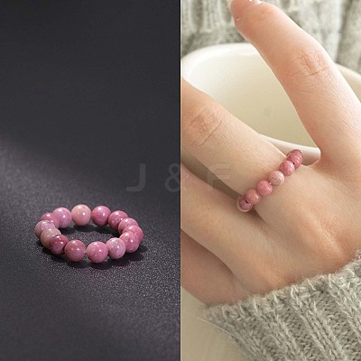 Natural Rhodochrosite Stretchy Finger Rings FS-WG01730-09-1
