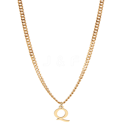 1Pc 304 Stainless Steel Letter Pendant Necklaces NJEW-LP0001-33Q-G-1