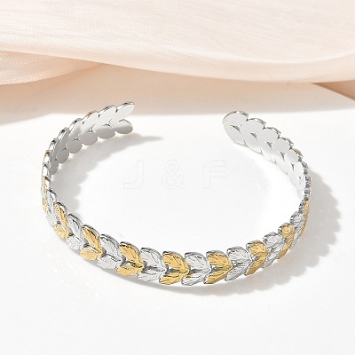 304 Stainless Steel Cuff Bangles for Women BJEW-D466-02GP-1