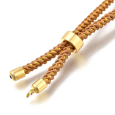 Braided Cotton Cord Slider Bracelet Making MAK-R001-01G-23-1
