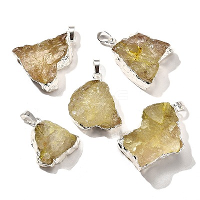 Raw Rough Natural Dyed Quartz Crystal Pendants G-G895-05S-04-1