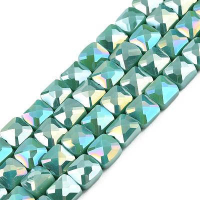 Electroplate Opaque Solid Color Glass Beads Strands EGLA-N002-43-05-1