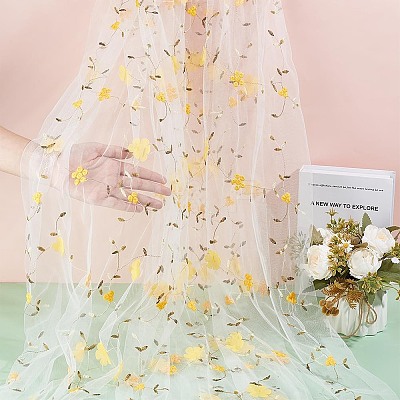1Pc Flower Pattern Milk Fiber Mesh Fabric DIY-UN0006-50A-1