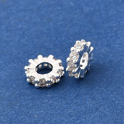 Brass Micro Pave Clear Cubic Zirconia Beads KK-K300-02B-S-1