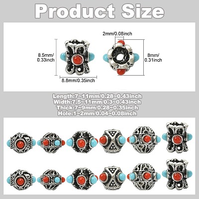 18Pcs 6 Styles Tibetan Style Alloy Beads FIND-CJ0005-74-1