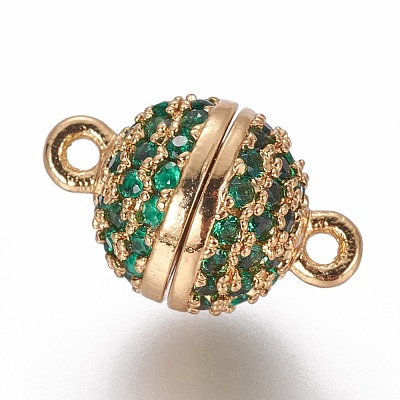 Brass Micro Pave Cubic Zirconia Magnetic Clasps with Loops ZIRC-L075-49A-1