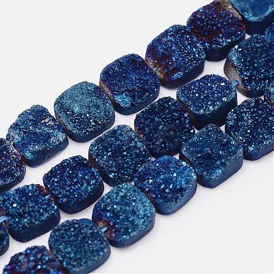 Electroplated Natural Druzy Quartz Crystal Bead Strands G-G943-01-1