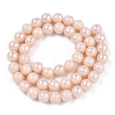 Electroplate Opaque Glass Beads Strands GLAA-T032-P8mm-AB09-1