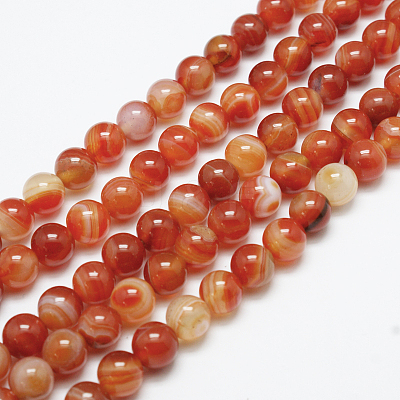 Natural Red Agate Bead Strands X-G-G880-05-8mm-1