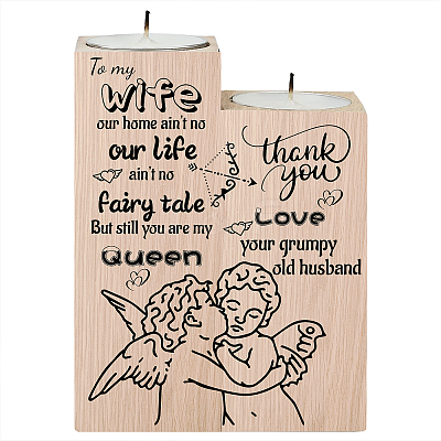 Wood Candle Holder AJEW-WH0268-005-1