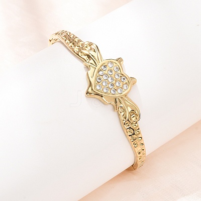 Halloween 304 Stainless Steel Crystal Rhinestone Heart Bat Open Hinged Bangles for Women SA-CBA7A40-06G-1