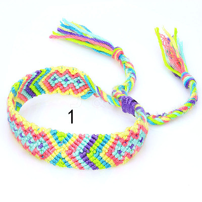 Cotton Braided Rhombus Pattern Cord Bracelet FIND-PW0013-003A-01-1