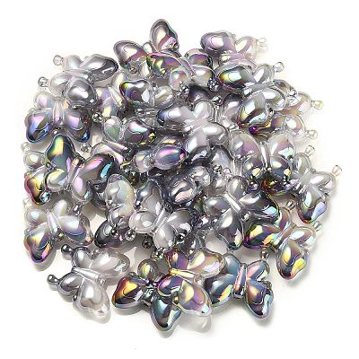 UV Plating Rainbow Iridescent Acrylic Beads X-OACR-G012-09-1