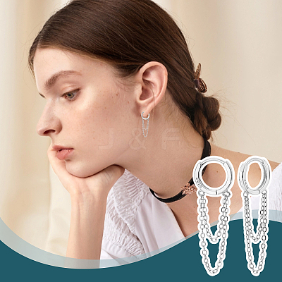 1Pair 925 Sterling Silver Hoop Earrings EJEW-UN0002-85P-1