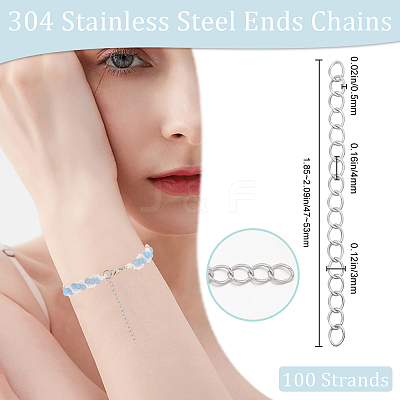 100 Strands 304 Stainless Steel Chain Extender STAS-BBC0005-51A-1