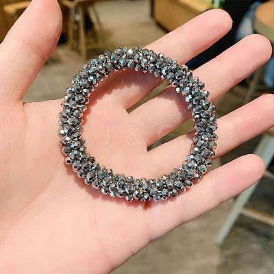 Sparkle Glass Beads Hair Ties PW-WG89862-11-1
