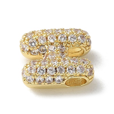 Brass Micro Pave Cubic Zirconia Beads KK-P290-61G-H-1