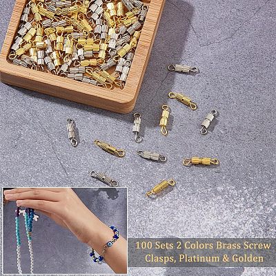 100pcs 2 Colors Brass Screw Clasps KK-NB0002-66-1