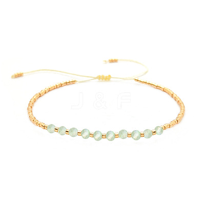 Round Natural Gemstone Beaded Braided Bead Bracelets NJ4707-5-1
