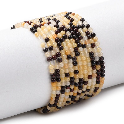 Natural Red Bloodstone and Yellow Jade Beads Strands G-Z116-A17-2mm-1