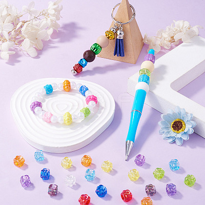 100Pcs UV Plating Transparent Acrylic European Beads TACR-TA0001-93A-1