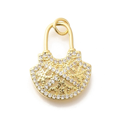 Brass Micro Pave Clear Cubic Zirconia Pendants KK-L225-043G-1