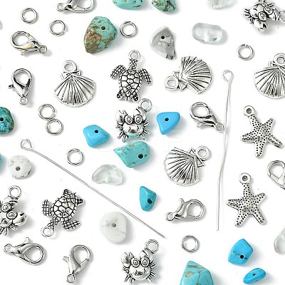 Natural & Synthetic Mixed Stone with Alloy Charms FIND-FS0002-16-1