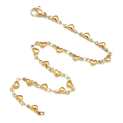 304 Stainless Steel Heart Link Bracelets BJEW-M121-03G-1