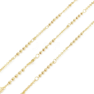 Brass Round Beaded Link Chains CHC-M025-20G-1