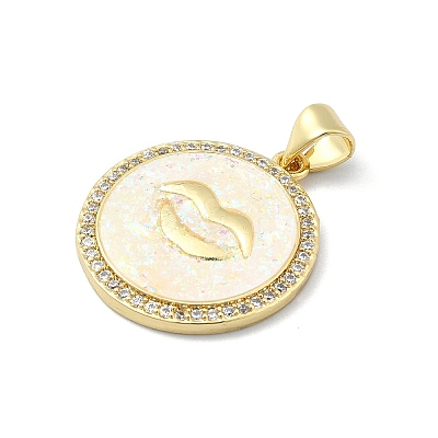 Brass Micro Pave Clear Cubic Zirconia Pendants KK-A221-28B-G-1