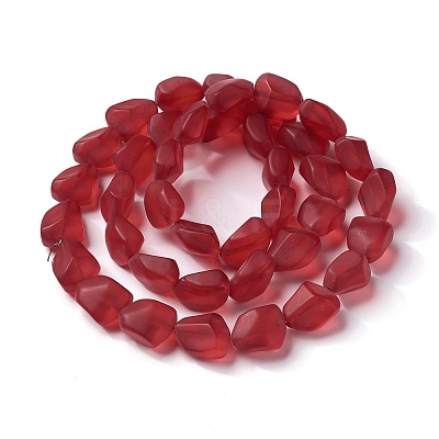 Transparent Frosted Glass Beads Strands FGLA-S001-02H-1