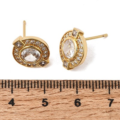 Brass Micro Pave Cubic Zirconia Stud Earrings EJEW-G471-05G-01-1