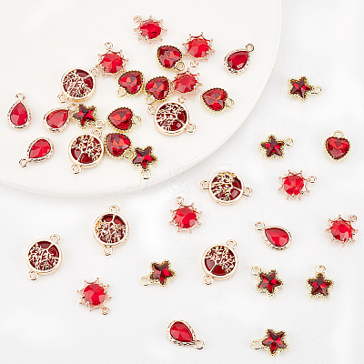 40Pcs 5 Styles Glass Pendants GLAA-GA0001-93-1