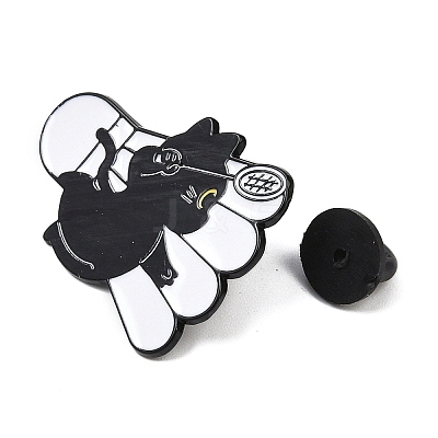 Cat with Badminton Sport Enamel Pins JEWB-I052-05EB-02-1