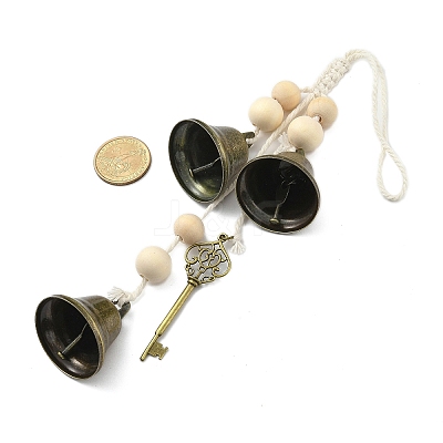 Iron Bell & Alloy Ksy Charm Hanging Ornaments HJEW-JM02471-1