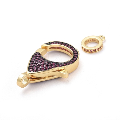 Brass Micro Pave Cubic Zirconia Lobster Claw Clasps ZIRC-K081-95G-03-1