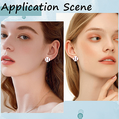 4 Pairs Sport Ball Alloy Stud Earrings for Women EJEW-BBC0001-52A-1