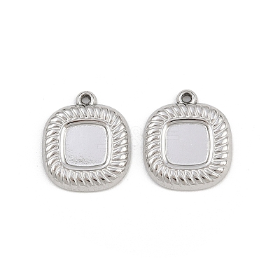 304 Stainless Steel Pendant Cabochon Settings STAS-L303-34P-1