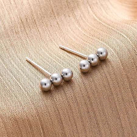 Tarnish Resistant 201 Stainless Steel Beaded Horizontal Bar Stud Earrings with 316 Stainless Steel Pin for Women STAS-K238-01P-1
