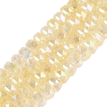 Electroplate Transparent Crackle Glass Beads Strands EGLA-Q135-01A-B03-1