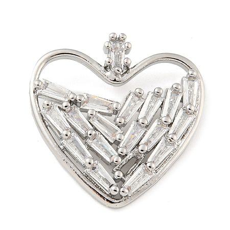 Rack Plating Brass Micro Pave Cubic Zirconia Pendants KK-C044-19P-1