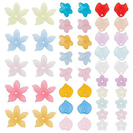 500Pcs 25 Styles Transparent Acrylic Bead Caps & Charms FACR-WR0001-01-1