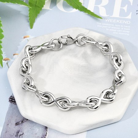 304 Stainless Steel Infinity Link Chain Bracelets for Women Men BJEW-F488-53C-P-1