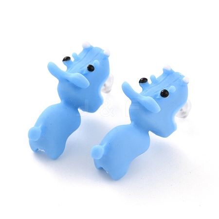 Cute Hippo Resin Stud Earrings EJEW-K089-04P-1
